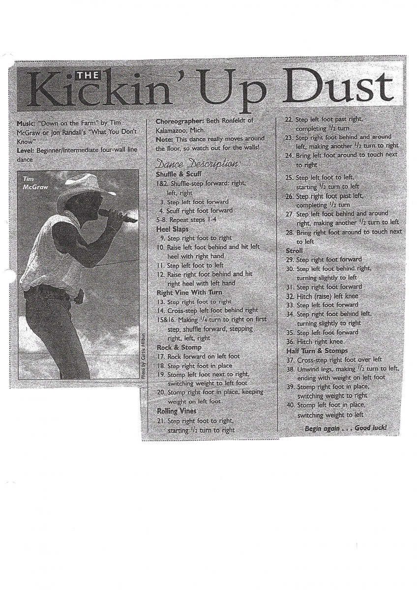 kick the dust up line dance step sheet